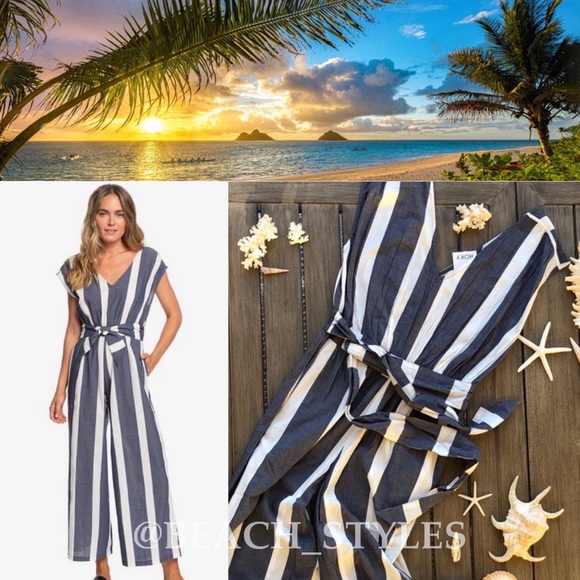 Roxy Pants - NWOT: ROXY- BLUE STRIP JUMPSUIT